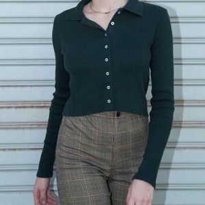 BRANDY MELVILLE FOREST GREEN CAROLINE TOP
